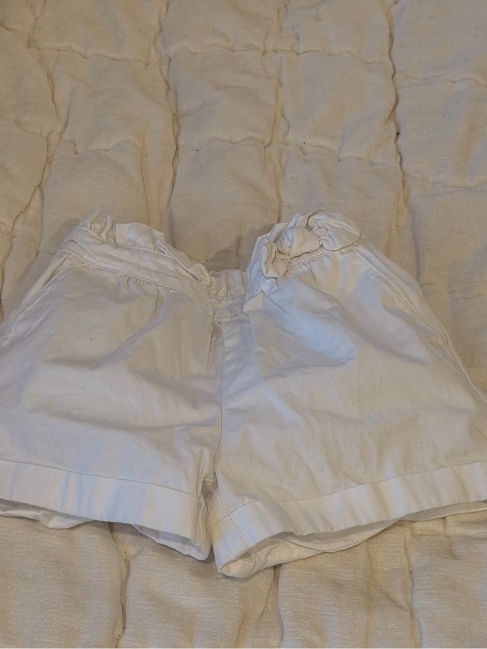 Janie and Jack White Ruffle-Waist Cotton Shorts